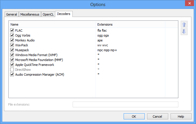 Screenshot: Enabling DirectShow decoder