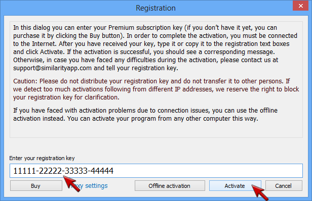 Screenshot: Similarity registration