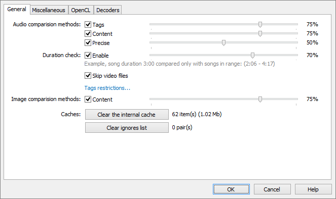 Screenshot: Options Dialog - General Tab